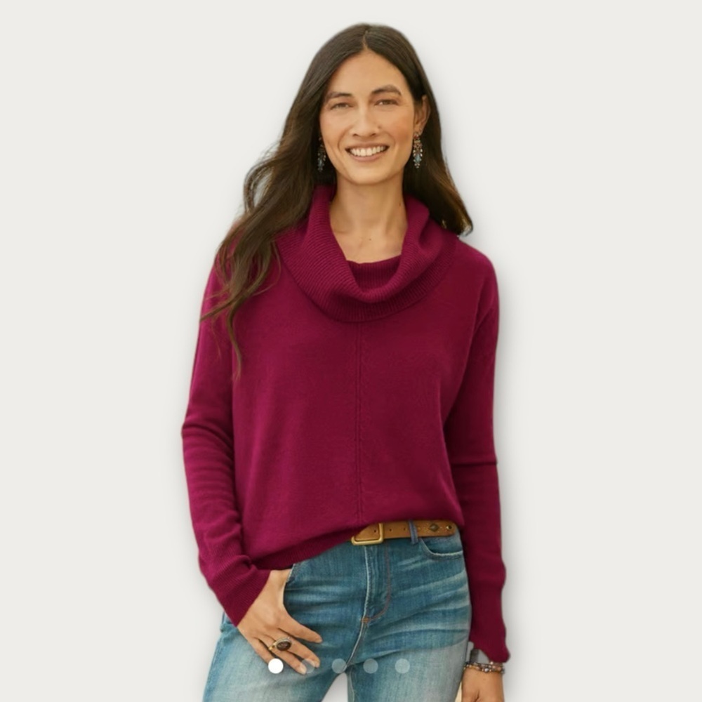 Sundance Giovanna Cashmere Cowlneck Sweater Petite Bordeaux NWT - Picture 1 of 10
